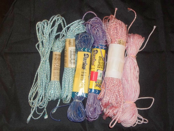 Assorted Lot of Metallic Cord - Pink, Green, Purple - Darice Brand - Mixed Lot Cord