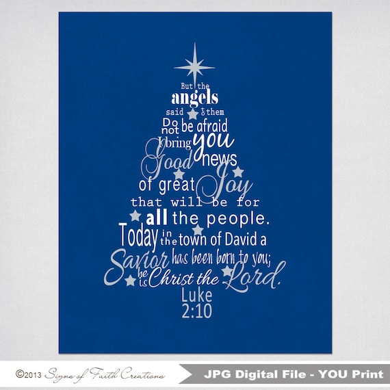 Items similar to Luke 2 Bible Verse Christmas Tree Subway Art - INSTANT