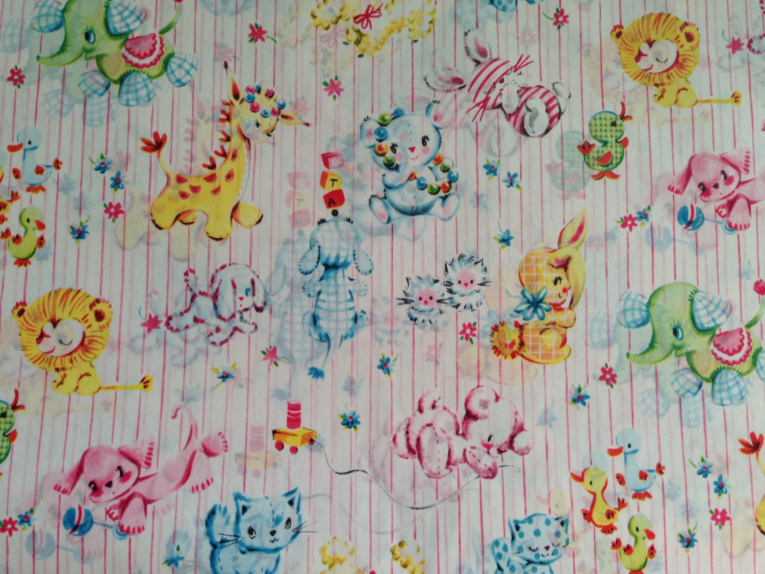 Vintage Gift Wrapping Paper Animal Baby Shower Gift Wrap