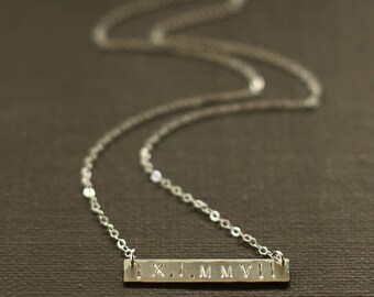 Roman Numeral Necklace - Wedding Date Necklace Name Necklace - Sterling Silver