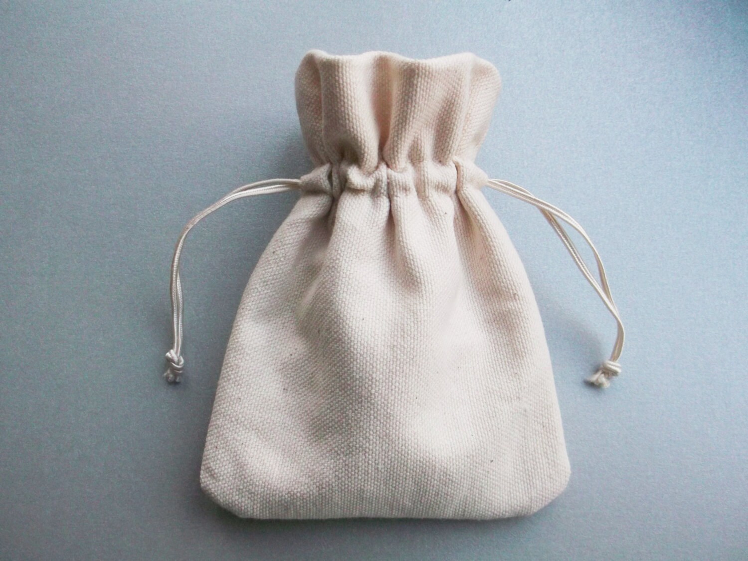 Very small natural cotton drawstring bags unbleached fabric