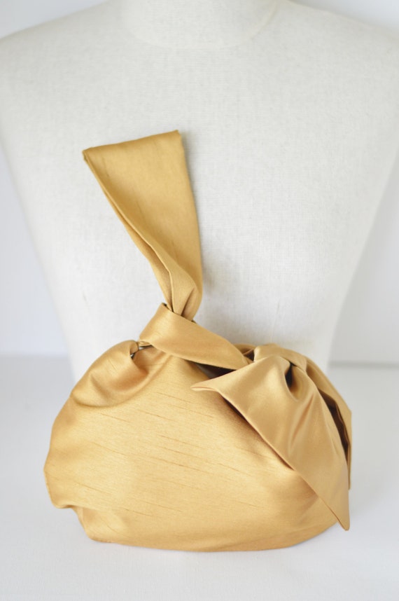 Gold satin pursegold evening clutch small by StephanieMartinCo