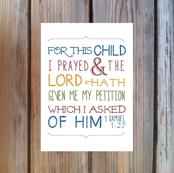 1 Samuel 127 For this Child I Prayed. Print and Pop into any