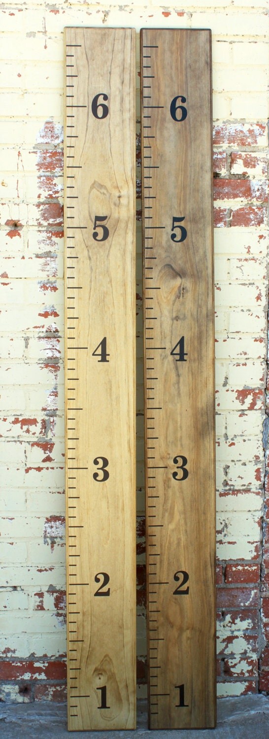 Hand-stained Wooden Growth Chart Ruler Vintage design