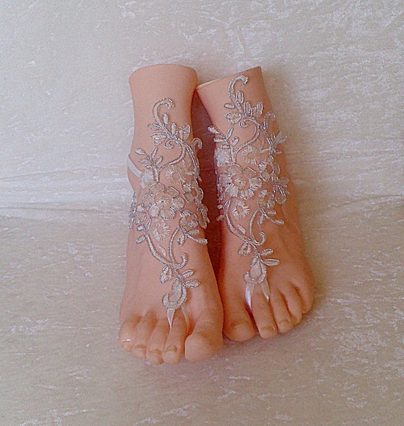 Free ship ivory silver cord wedding barefoot sandles wedding prom party steampunk bangle beach anklets 9668B bridal bride bridesmaid 9668B