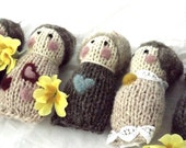 Dolly, little doll knitted in natural Italian Apennines wool  - knitted and felted doll - Made to order