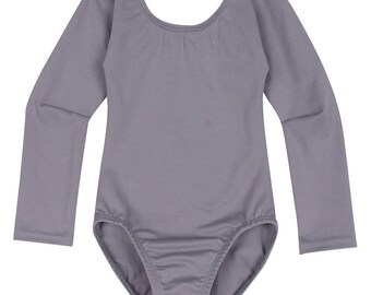 GRAY Toddler & Girls Long Sleeve Ballet Dance Leotard