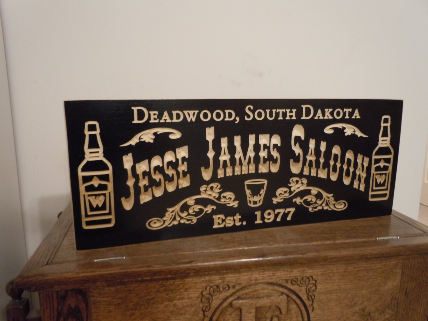 Home Bar Sign Personalized Carved Wooden Saloon Sign