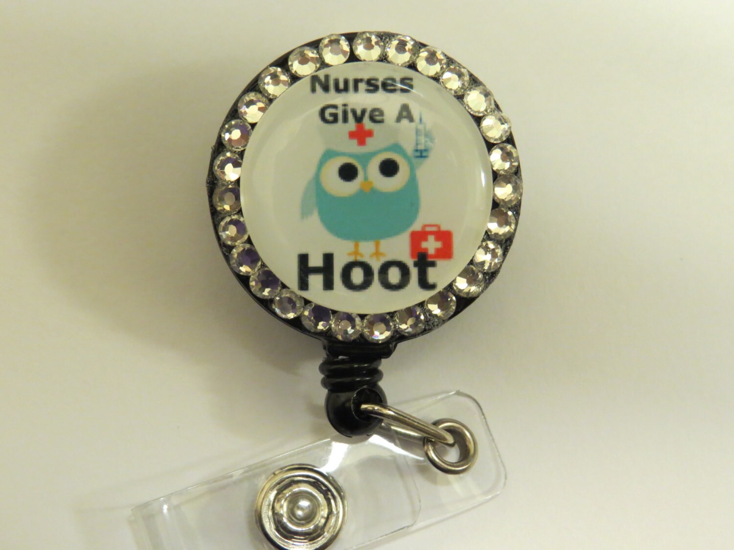 Owl Nurse Retractable Badge Holder Bling by ImagesNmore on Etsy