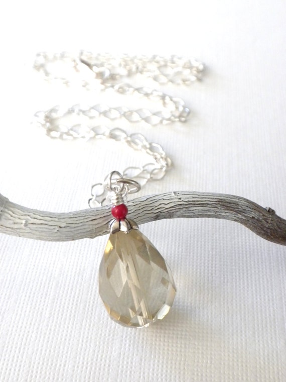 Lemon Quartz Drop Pendant NecklaceTeardrop Necklace by APerfectGem