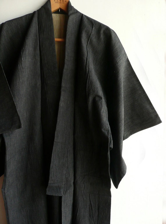 Japanese vintage men's kimono cotton stripe