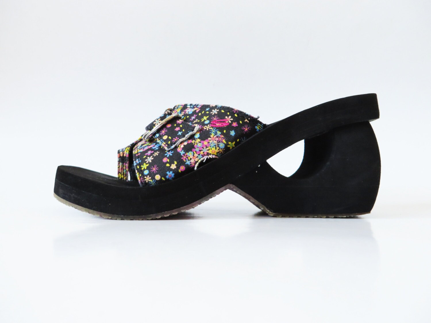 Platform Shoes Chunky Floral Black Slip on Slingback Sandals Womens Summer Shoes Club Kid Clogs 