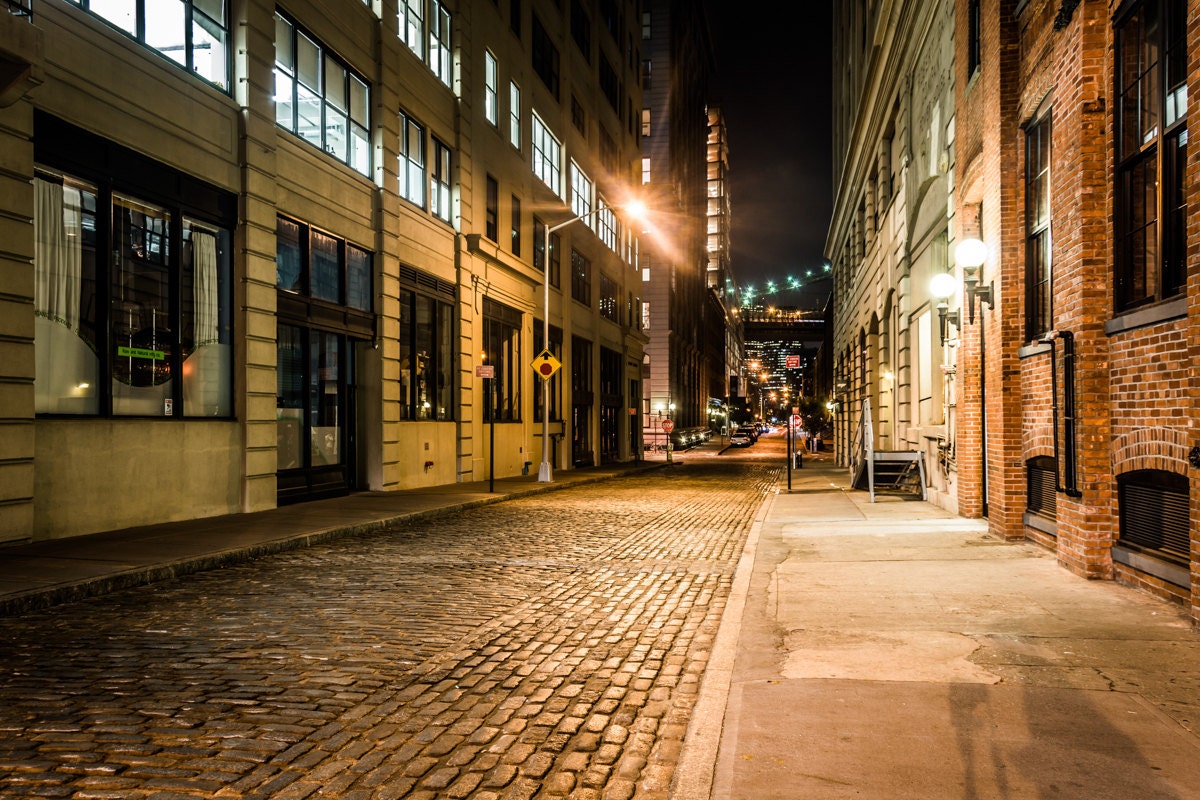 An alley at night in Brooklyn New York. by JonBilousPhotography