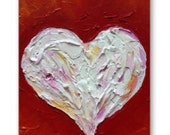 PURE HEART, Pack of 5, Greeting Cards, Artistic Cards, Art Cards, Red, Red Orange and White Blank Greeting Cards, For any occasion