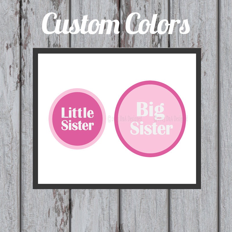 Digital File Only Big Sister Printable Stickers- Little Sister Printable Stickers- Baby Clothes ...
