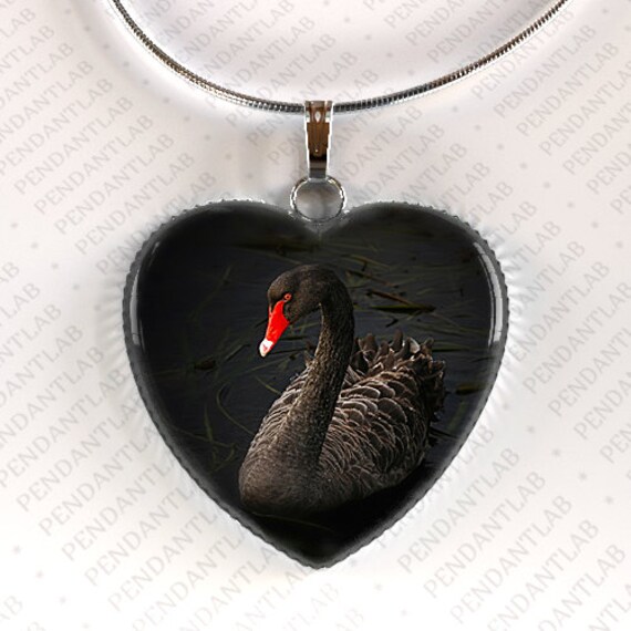 Black Swan Pendant Black Swan Necklace Swan Jewelry by PendantLab