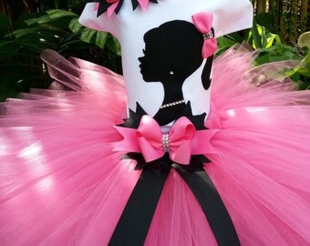 Pink tutu set. Girls tutu, silhouette tutu outfit, Birthday Tutu, Pink tutu, photo shoot,