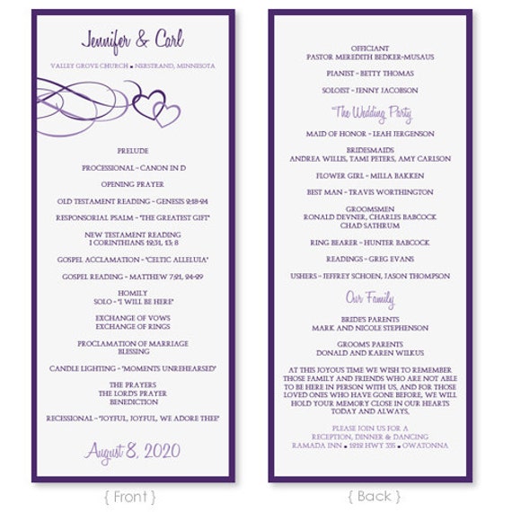 Wedding Program Template - DOWNLOAD Instantly - EDITABLE TEXT ...
