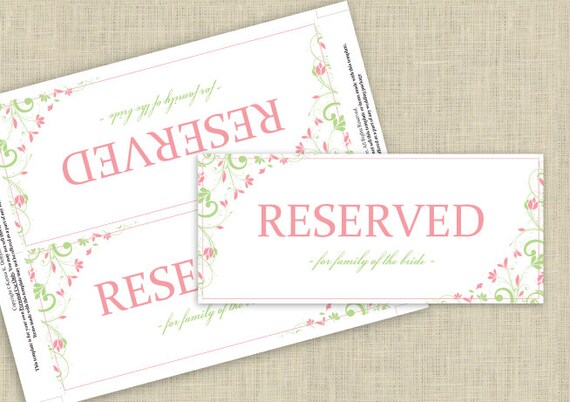 Reserved Sign Template Download Instantly By DiyWeddingTemplates