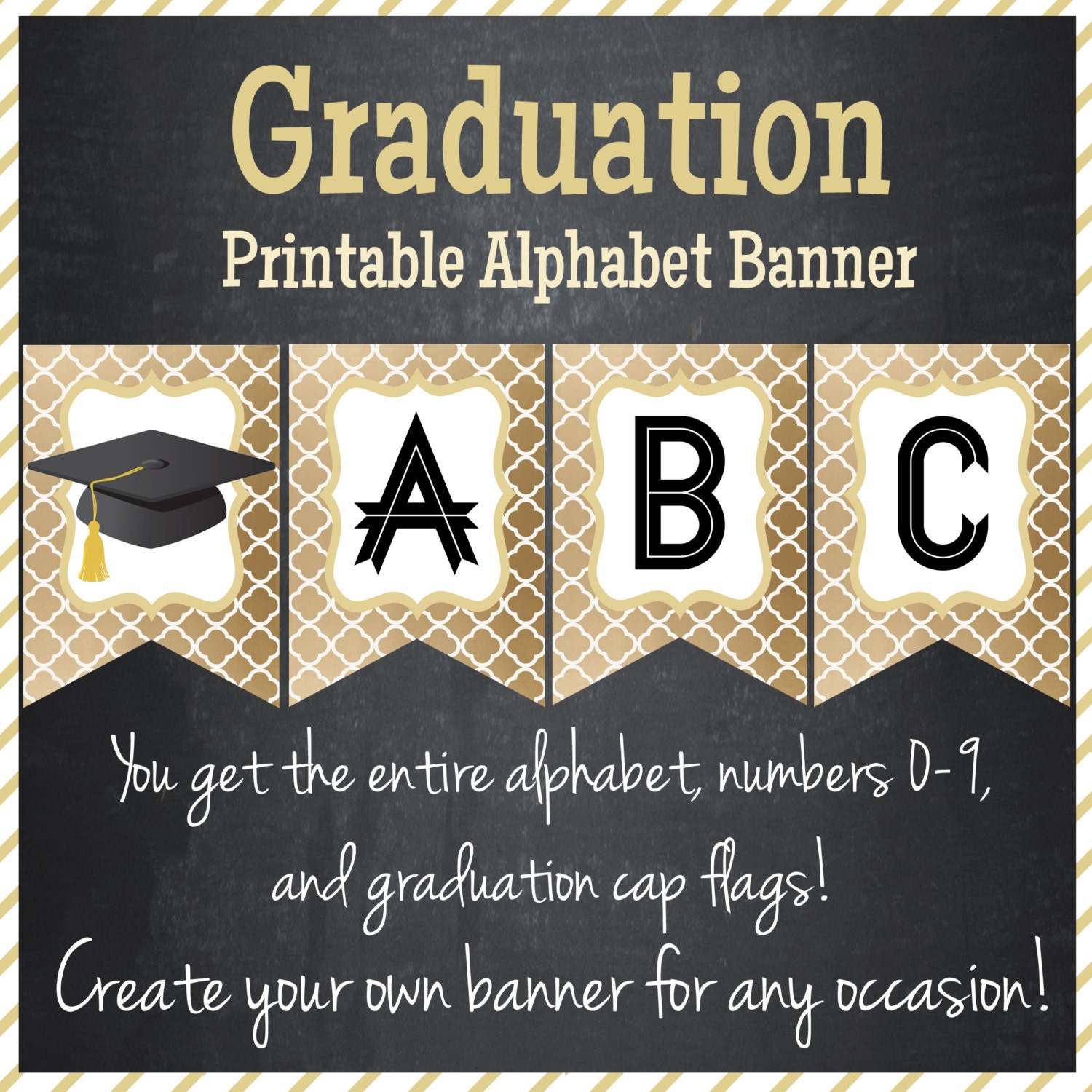 Graduation Printable Banner Printable Alphabet Instant