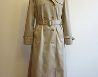 Classic Beige Trench Coat Double Breasted Beige Plaid Lining with Belt ...