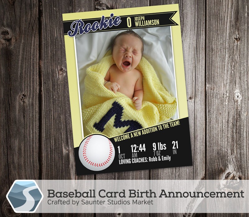 Baseball Card Birth Announcement 5 x 7 Birth Announcement