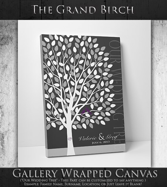 Guest Book Tree - Unique Wedding Guestbook - Wedding Shower Decor 55-150 Guest Sign In - Canvas or Print - 16x20 Inches by WeddingTreePrints