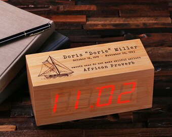 Engraved Personalized Digital Wood Alarm Clock Customized Graduate Gift Monogrammed (024341)