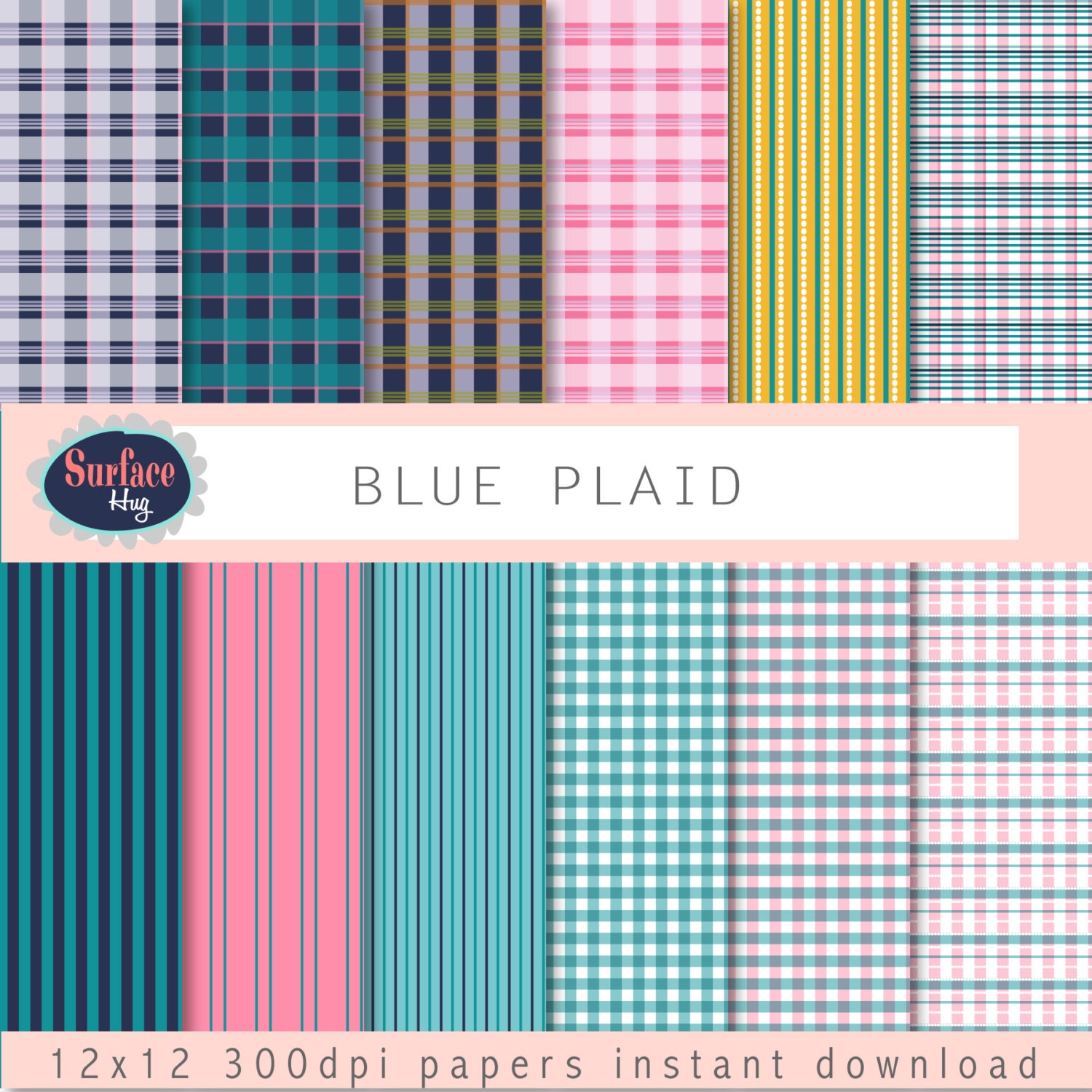 Pink Tablecloth Digital Gingham Paper Blue Plaid Background Tablecloth Pink