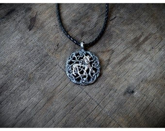 Norse Viking Necklace Silver String Of Fate Charm