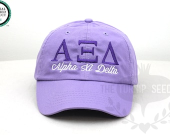 Alpha Xi Delta Sorority Baseball Cap - Custom Color Hat and Embroidery.