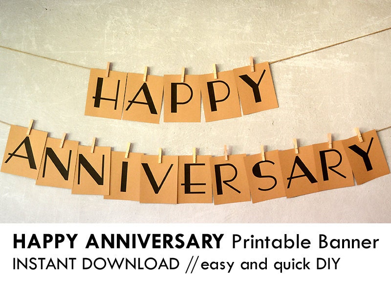 Printable HAPPY ANNIVERSARY banner Prints on 8.5 x by