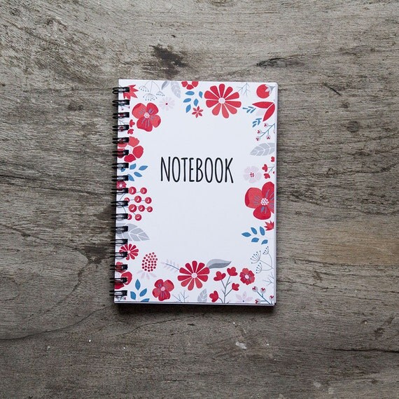 4x6 Flower notebook spiral notebook journal lined