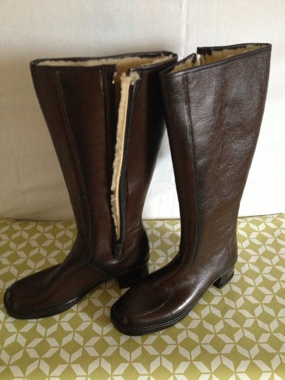 Vintage 1970s Knee High Biker Fur Lined Derri Boots