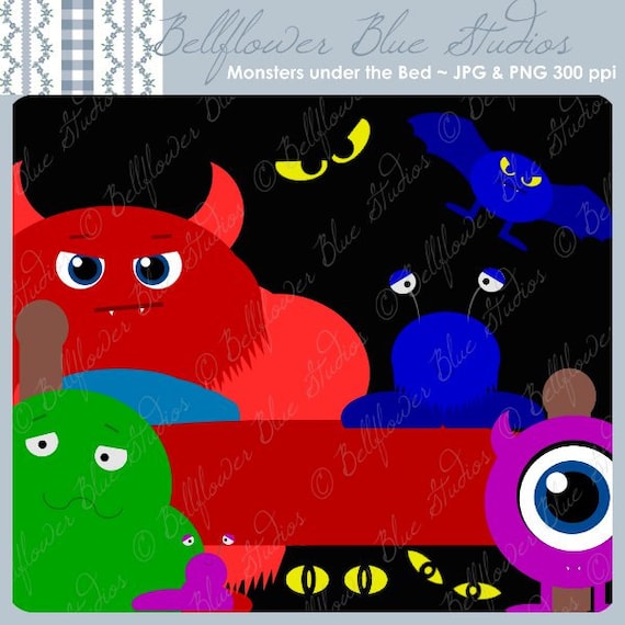 Items similar to Monsters under the Bed Digital Clipart on Etsy