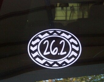 26.2 or 13.1 Marathon Sticker Chevron Single Color Oval Vinyl Car Decal