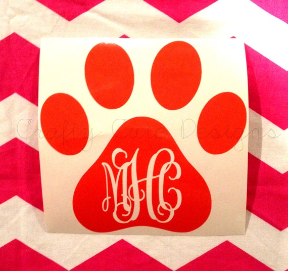 Items similar to Paw Print Monogrammed Decal on Etsy