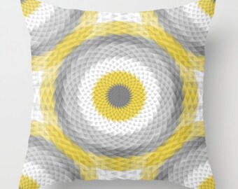 Geometric Pillow Cover Throw Pillow Cover Accent Pillow Cover Yellow Pillow Cover Grey Pillow Cover Home Decor Couch Pillow Cover