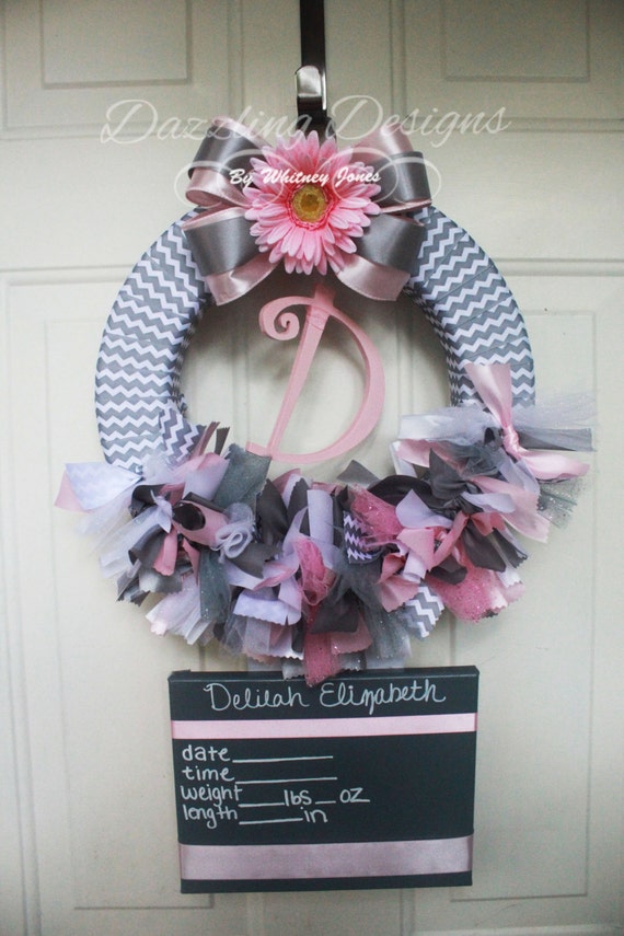 Baby Girl Wreath. Baby Hospital Door Wreath. by ...