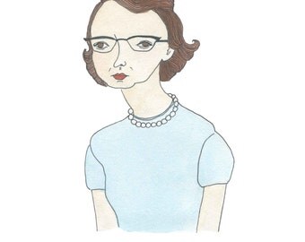 Flannery O'Connor Portrait Quote Postcard Digitally