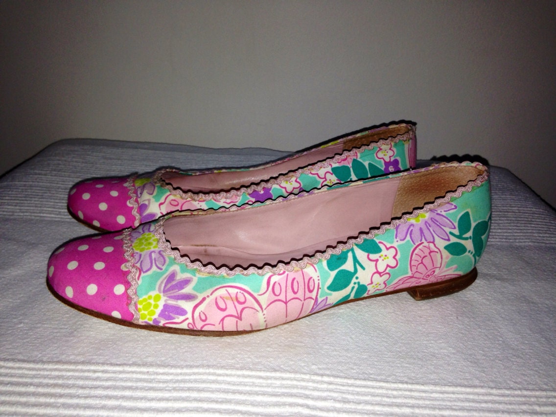 Lilly Pulitzer Pink Print Ballet Flats Loafers Womens Shoes