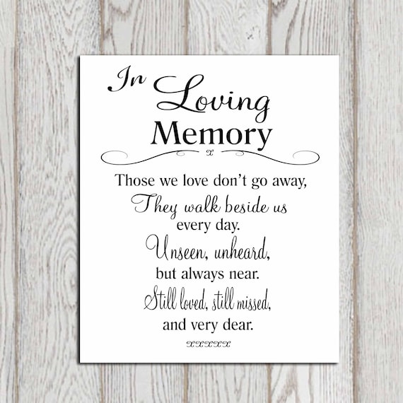 of memories quotes wedding table Memorial In loving Memorial Wedding memory printable