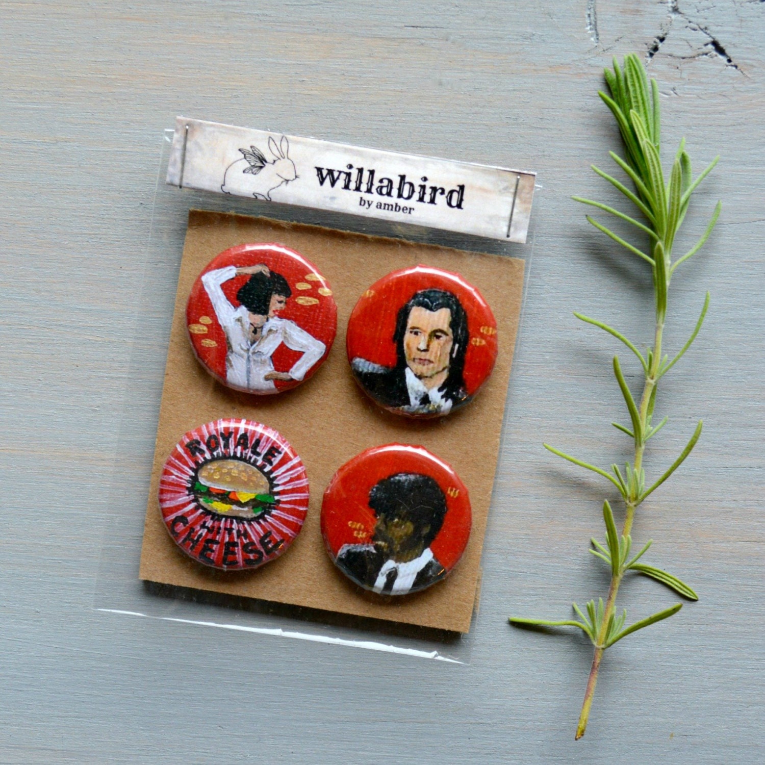 Pulp Fiction Button Pinback or Magnet Set by willabirdbyamber