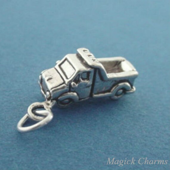 DUMP TRUCK Charm Construction 3D .925 Sterling Silver Charm