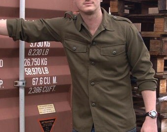 Austrian army fieldshirt shirt jacket olive khaki f2 military mens