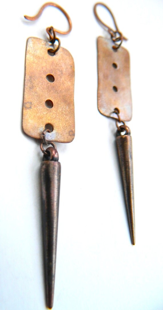 Items similar to Copper Spike Hole Punch Earrings (E10) on Etsy