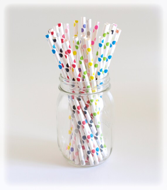 Multi Color Polka Dot Straws Cool Straws Fancy by FoodwithFashion