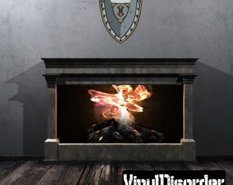 Sheild Wall Decal - Wall Fabric - Vinyl Decal - Removable and Reusable - ShieldUScolor006ET
