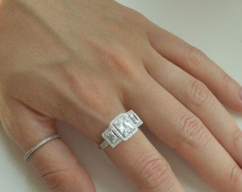 3 stone engagement rings with baguettes