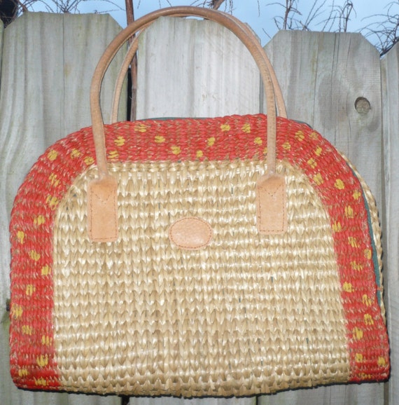 ... Woven Hand-Painted Second-Hand Wearable Art Straw Purse Straw Handbag